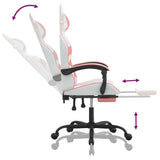 Gaming Chair with Footrest White and Pink Faux Leather - Close-Up Angle