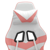 Gaming Chair with Footrest White and Pink Faux Leather