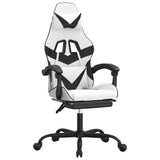Gaming Chair with Footrest White and Black Faux Leather