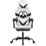 Gaming Chair with Footrest White and Black Faux Leather