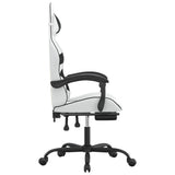 Gaming Chair with Footrest White and Black Faux Leather - Top-Down View