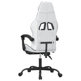 Gaming Chair with Footrest White and Black Faux Leather