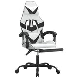 Gaming Chair with Footrest White and Black Faux Leather - Rear View
