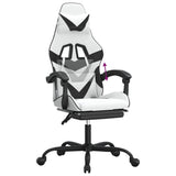 Gaming Chair with Footrest White and Black Faux Leather