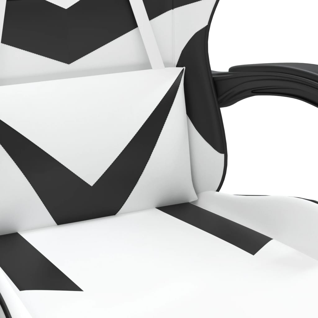Gaming Chair with Footrest White and Black Faux Leather