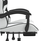 Gaming Chair with Footrest White and Black Faux Leather