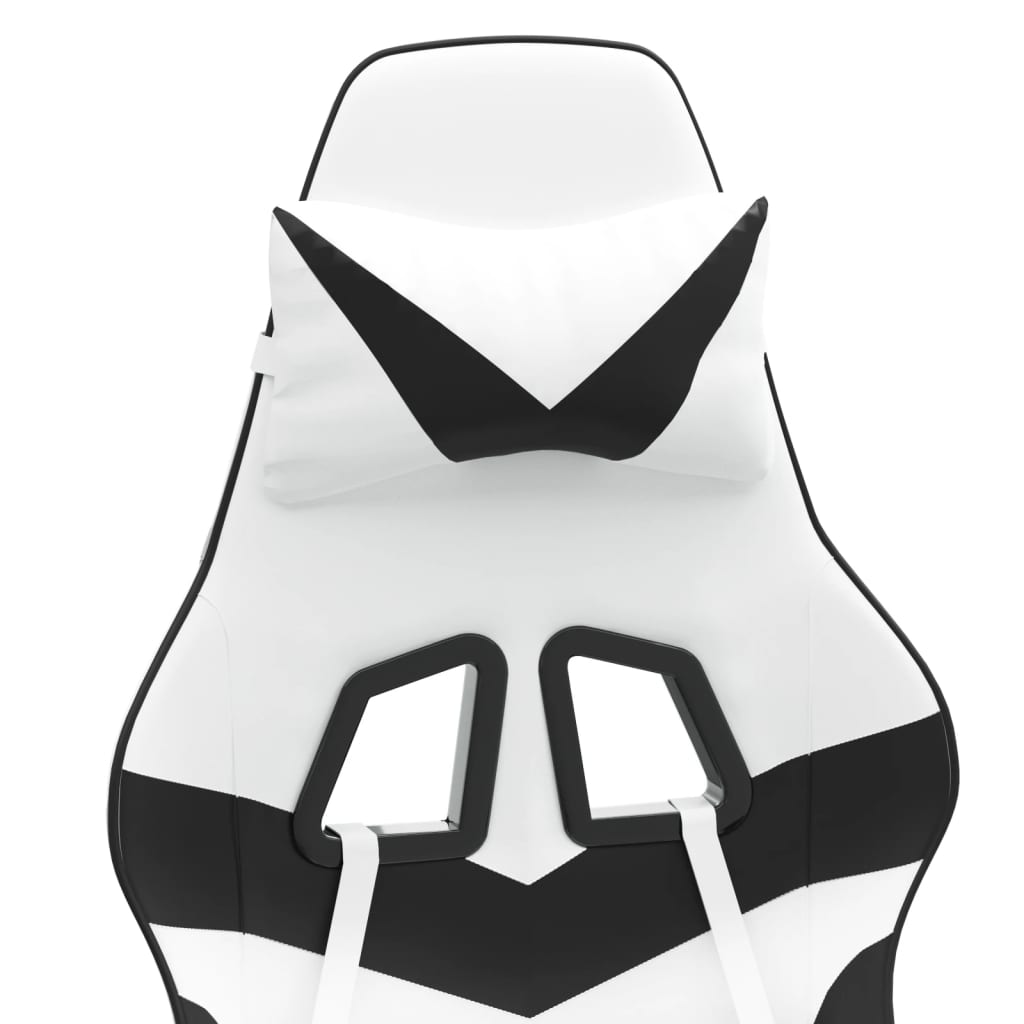 Gaming Chair with Footrest White and Black Faux Leather