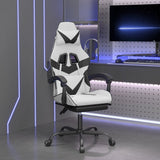 Gaming Chair with Footrest White and Black Faux Leather