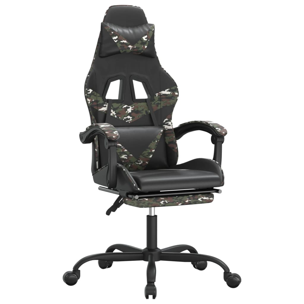 Gaming Chair with Footrest Black and Camouflage Faux Leather