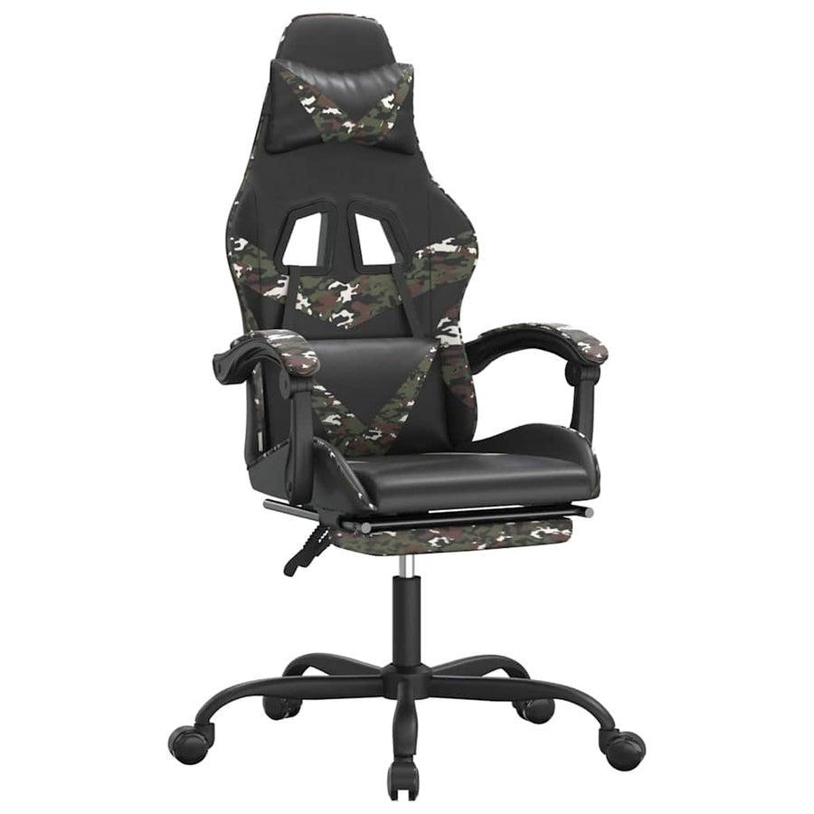 Gaming Chair with Footrest Black and Camouflage Faux Leather