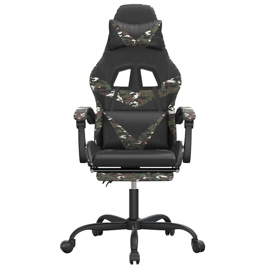 Gaming Chair with Footrest Black and Camouflage Faux Leather