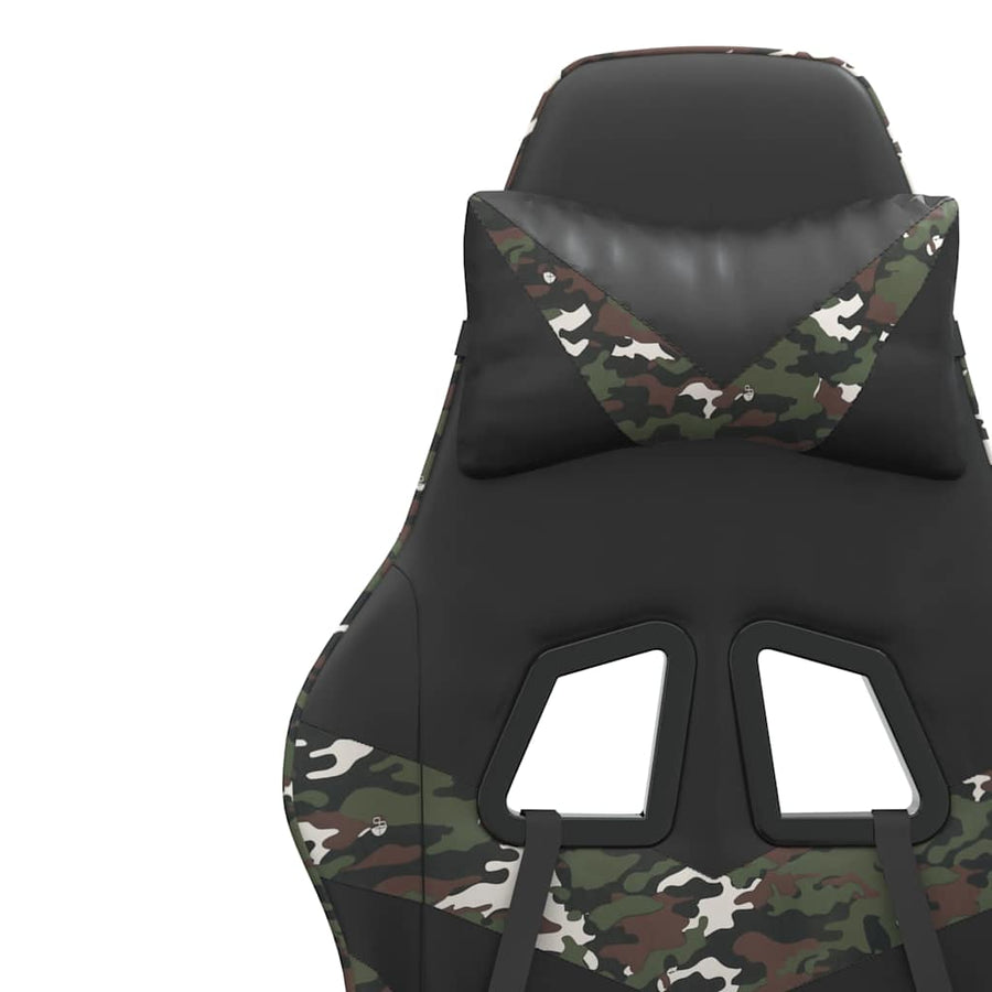 Gaming Chair with Footrest Black and Camouflage Faux Leather