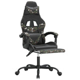 Gaming Chair with Footrest Black and Camouflage Faux Leather - Rear View