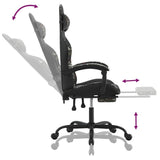 Gaming Chair with Footrest Black and Camouflage Faux Leather - Close-Up Angle