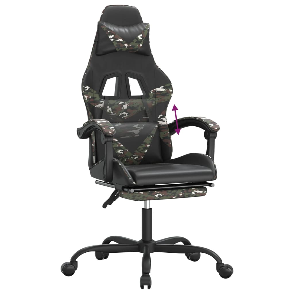 Gaming Chair with Footrest Black and Camouflage Faux Leather