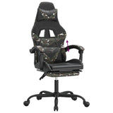 Gaming Chair with Footrest Black and Camouflage Faux Leather - Low Angle