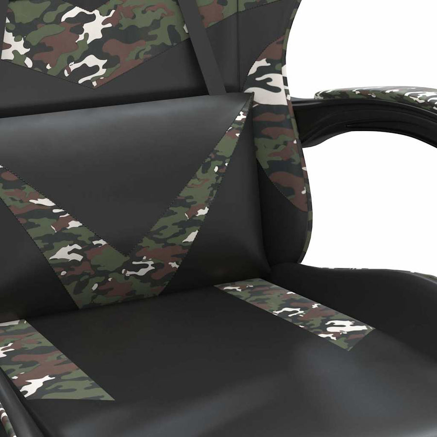 Gaming Chair with Footrest Black and Camouflage Faux Leather