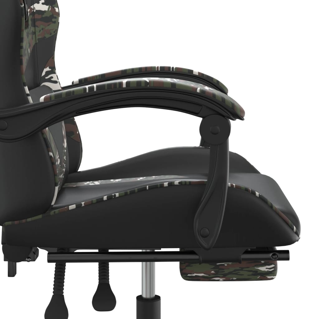 Gaming Chair with Footrest Black and Camouflage Faux Leather