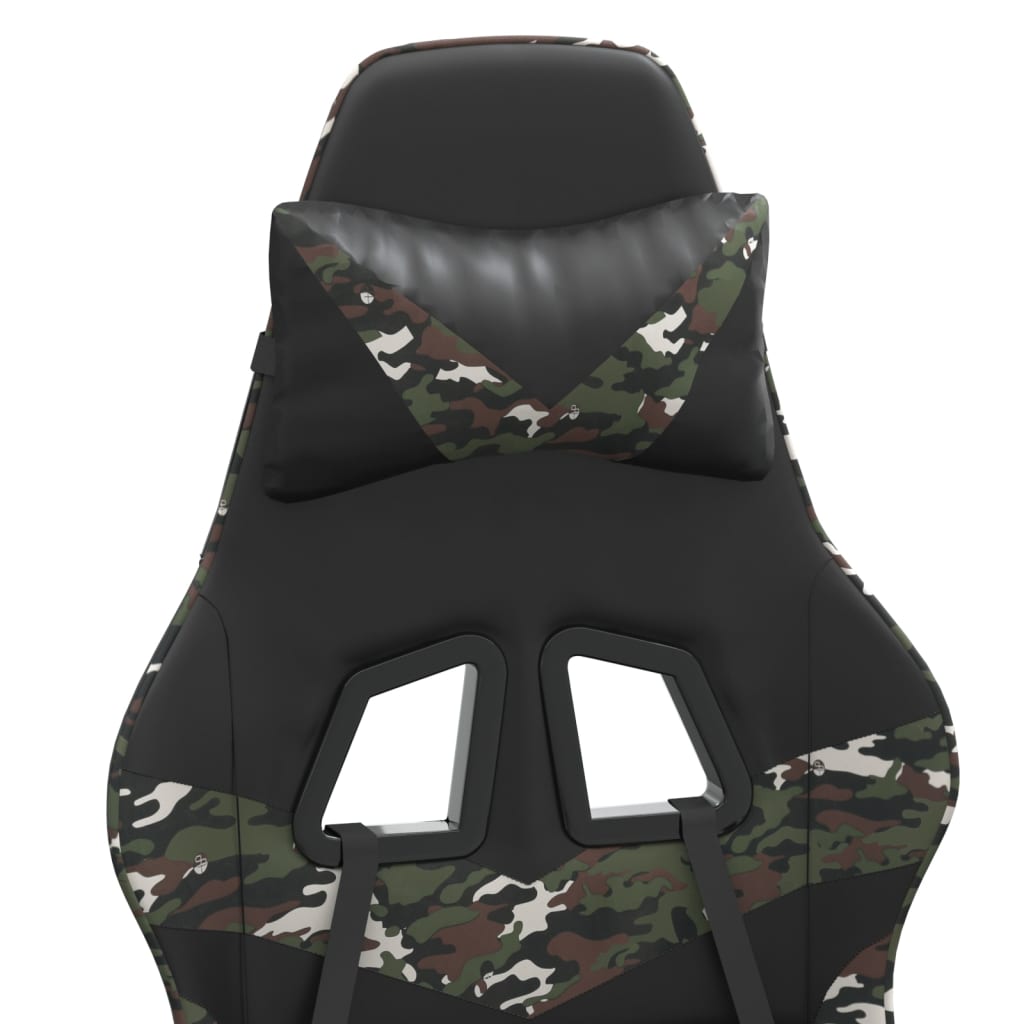 Gaming Chair with Footrest Black and Camouflage Faux Leather