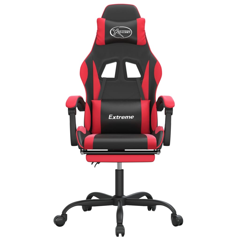 Gaming Chair with Footrest Black and Red Faux Leather