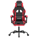 Gaming Chair with Footrest Black and Red Faux Leather - Side View