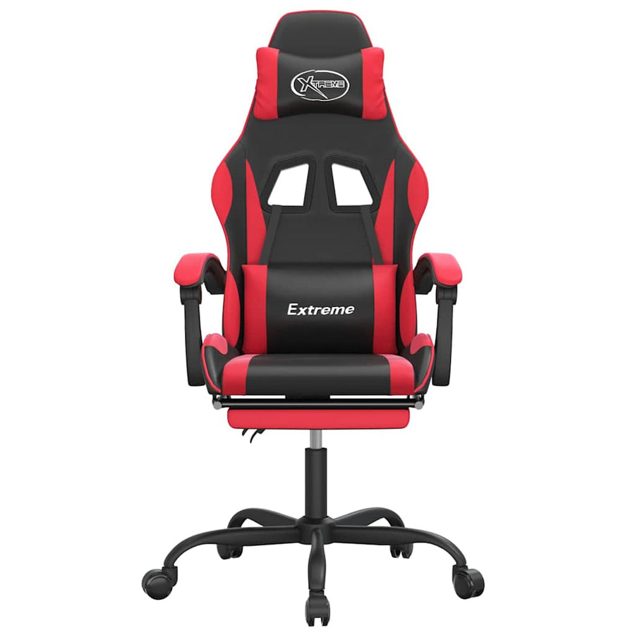 Gaming Chair with Footrest Black and Red Faux Leather