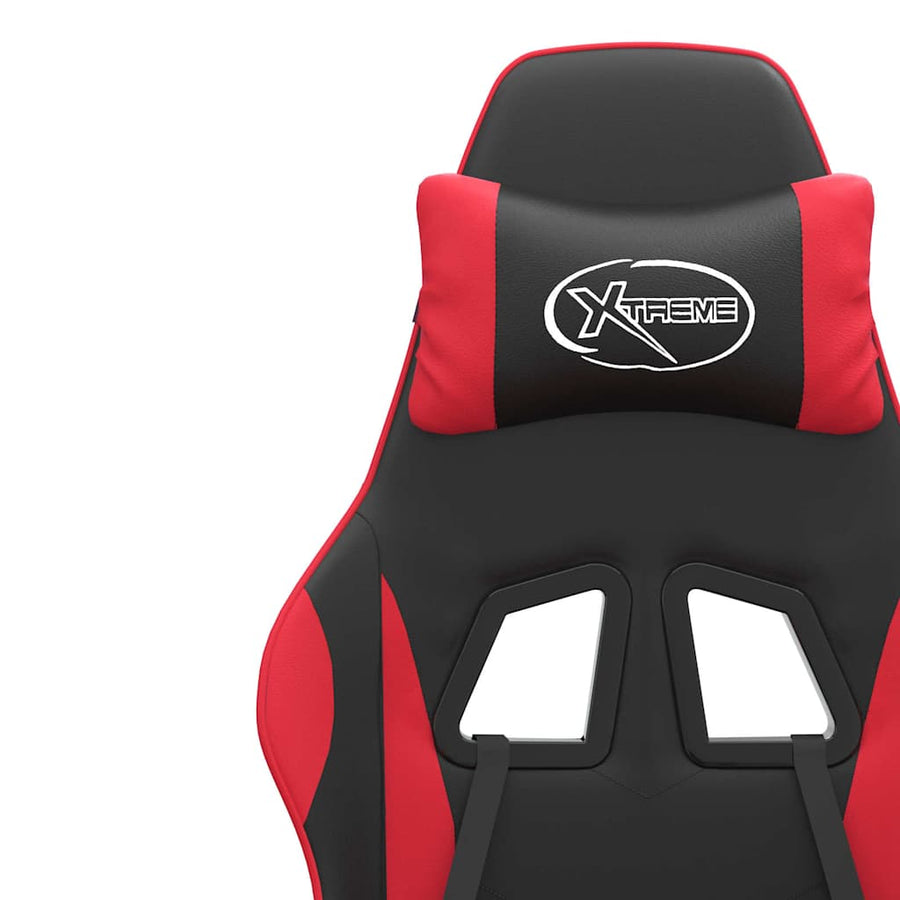 Gaming Chair with Footrest Black and Red Faux Leather