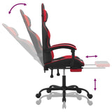Gaming Chair with Footrest Black and Red Faux Leather