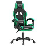 Gaming Chair with Footrest Black and Green Faux Leather - Front View