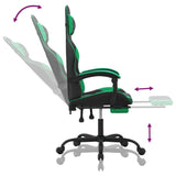 Gaming Chair with Footrest Black and Green Faux Leather - Close-Up Angle