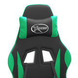 Gaming Chair with Footrest Black and Green Faux Leather