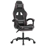 Gaming Chair with Footrest Black and Grey Faux Leather - Front View