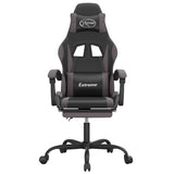 Gaming Chair with Footrest Black and Grey Faux Leather - Side View