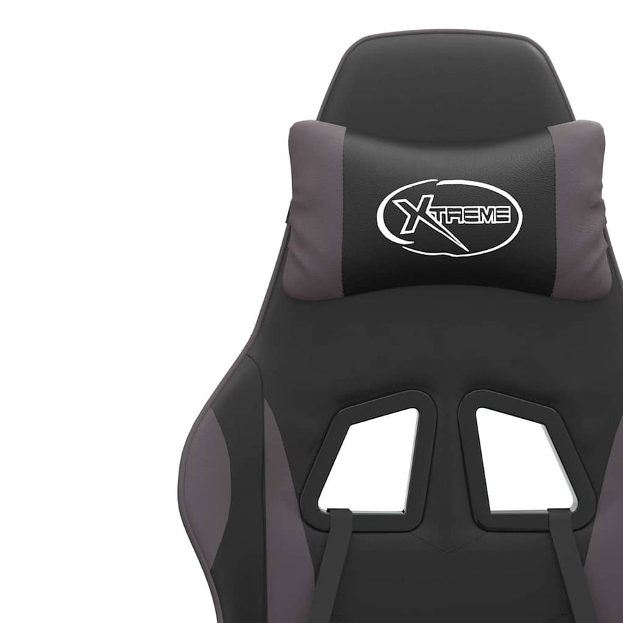 Gaming Chair with Footrest Black and Grey Faux Leather