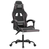Gaming Chair with Footrest Black and Grey Faux Leather