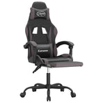 Gaming Chair with Footrest Black and Grey Faux Leather