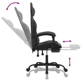 Gaming Chair with Footrest Black and Grey Faux Leather