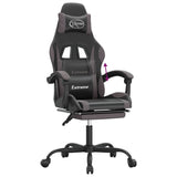 Gaming Chair with Footrest Black and Grey Faux Leather - Low Angle