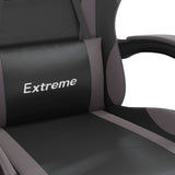 Gaming Chair with Footrest Black and Grey Faux Leather