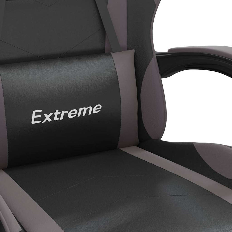 Gaming Chair with Footrest Black and Grey Faux Leather