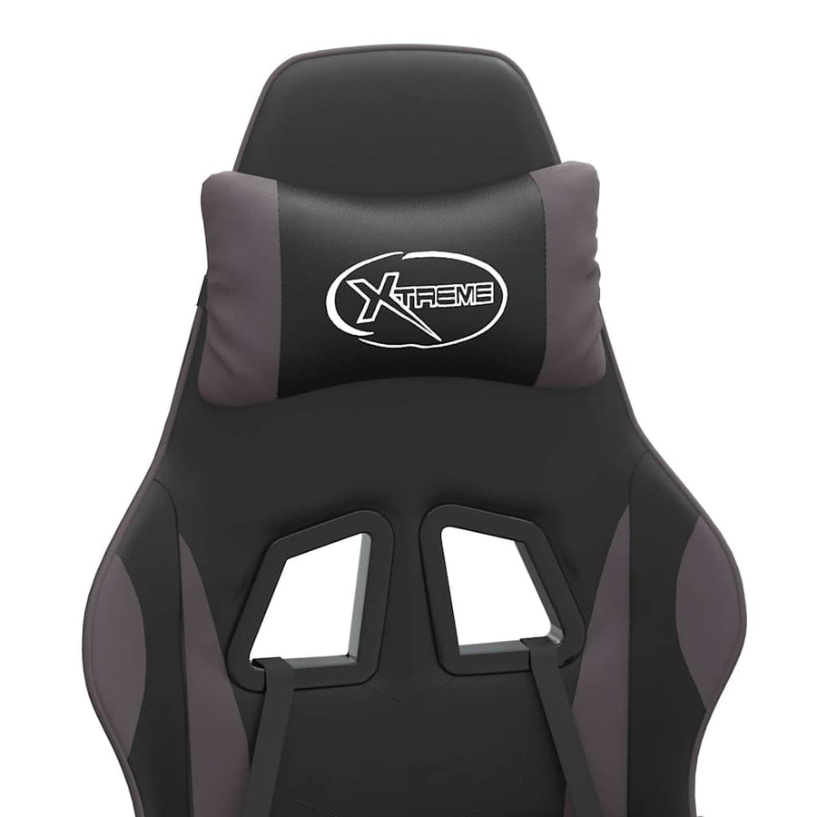Gaming Chair with Footrest Black and Grey Faux Leather