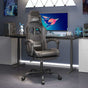 Gaming Chair with Footrest Black and Grey Faux Leather