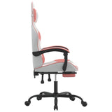 Gaming Chair with Footrest White and Pink Faux Leather - Top-Down View