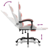Gaming Chair with Footrest White and Pink Faux Leather - Close-Up Angle