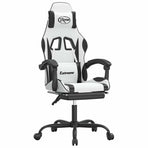 Gaming Chair with Footrest White and Black Faux Leather
