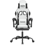 Gaming Chair with Footrest White and Black Faux Leather