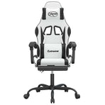 Gaming Chair with Footrest White and Black Faux Leather