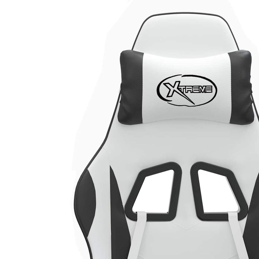 Gaming Chair with Footrest White and Black Faux Leather