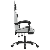 Gaming Chair with Footrest White and Black Faux Leather