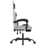 Gaming Chair with Footrest White and Black Faux Leather